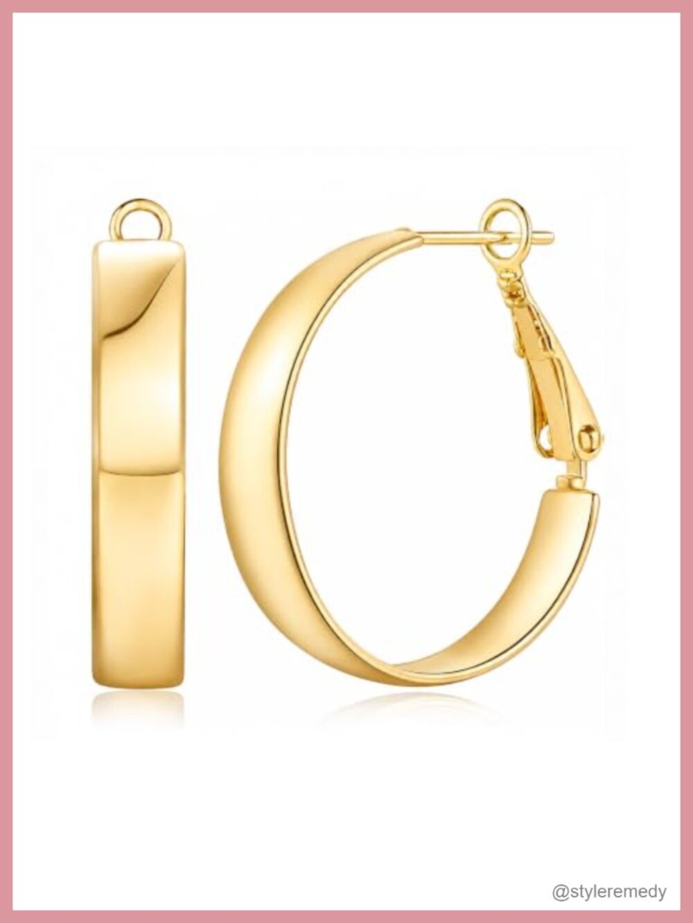14K Gold Plated Square Edge Hoop Earrings Paddle Back Women's Jewelry Gift